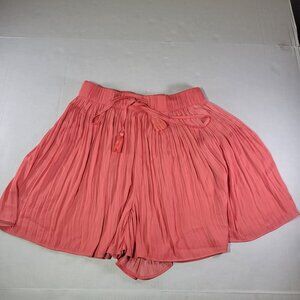 Zara Coral  Micro Pleated Lightweight Summer High-Waist Shorts Women Size M
